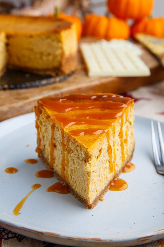 White chocolate pumpkin cheesecake