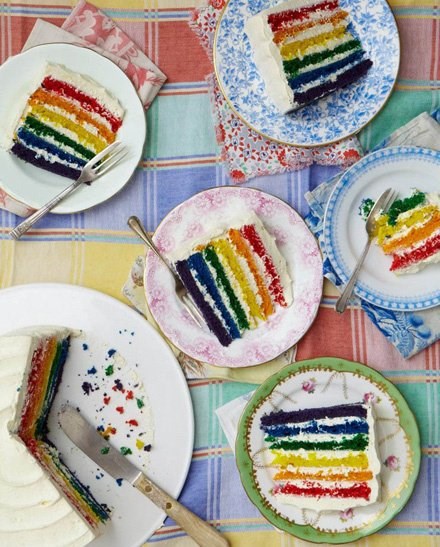 White chocolate rainbow cake
