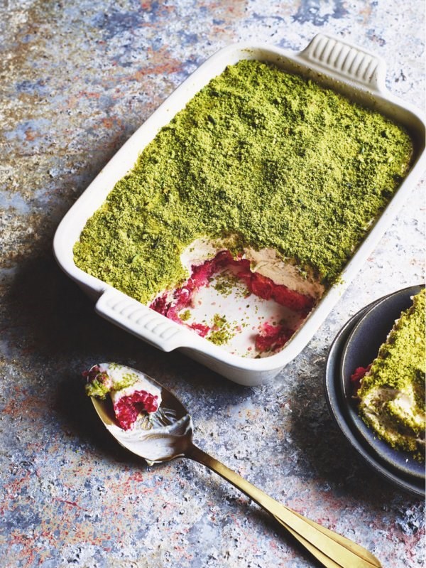 White chocolate, raspberry & pistachio tiramisu
