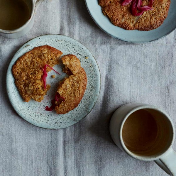 White chocolate, stem ginger and rhubarb cookies