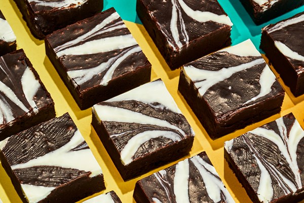 White chocolate-swirled malted milk fudge