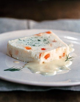 White fish terrine with salmon roe and dill