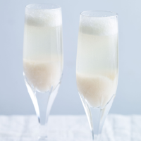 White nectarine and elderflower Bellinis 