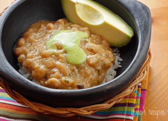 White northern beans with aji verde sauce
