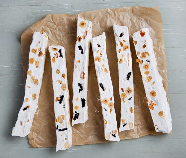 White nougat with dried apricot and cherry