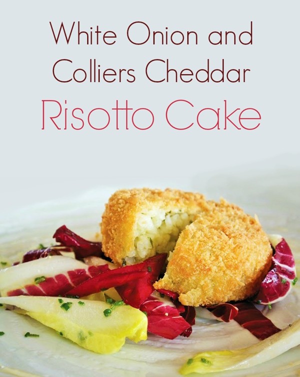 White onion and Collier's cheddar risotto cake