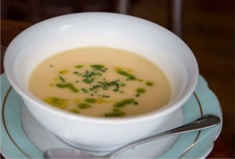 White onion, apple & cider soup [Emma Mettrick & Paul Howells]