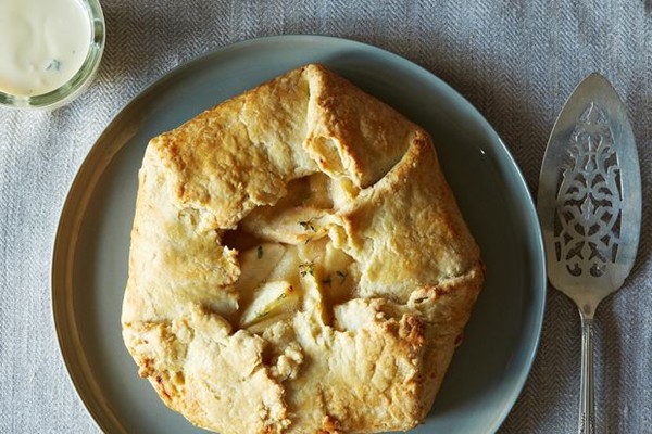 White peach and lemon thyme galette