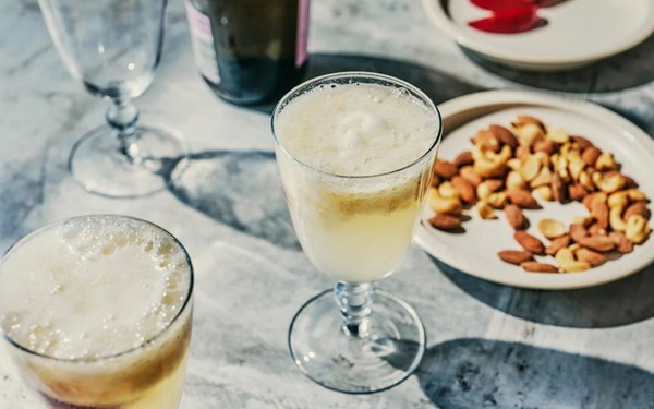 White peach sgroppino cocktail
