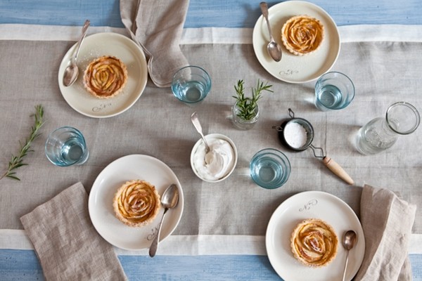 White peach tartelettes with rosemary sugar