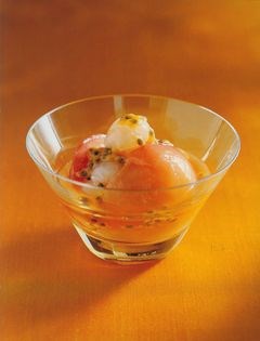 White peaches with lychee ginger syrup