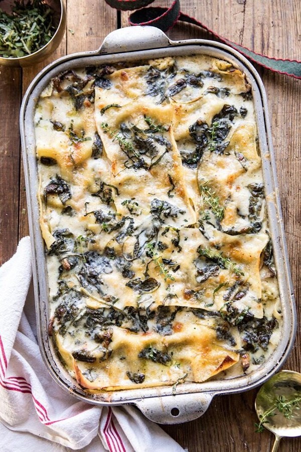 White pesto spinach lasagna