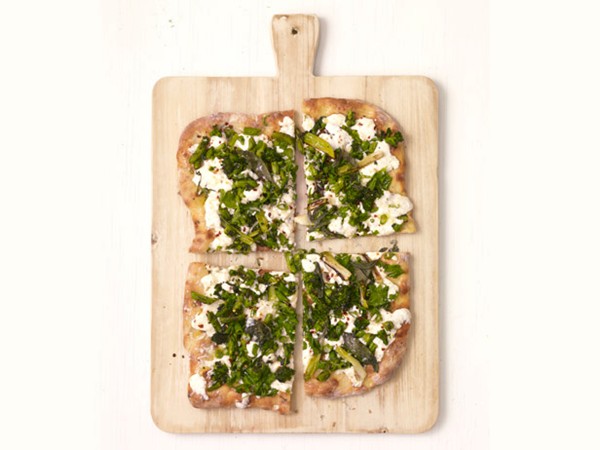White pizza with broccolini
