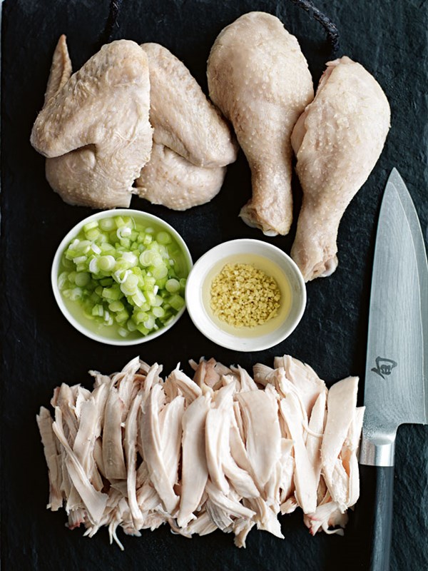 White poached chicken