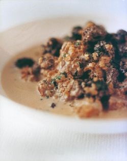 White pork and wild mushroom stew