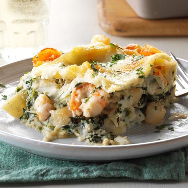 White seafood lasagna 
