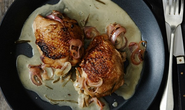 White wine–braised chicken