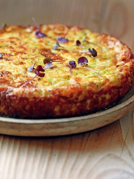 White zucchini omelette with mint and melting cheese (Kuku-ye kadoo)