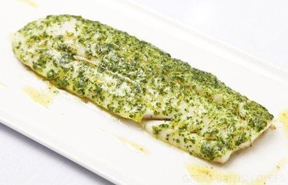 Whiting with melting herb crust
