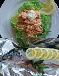 Whole baked salmon
