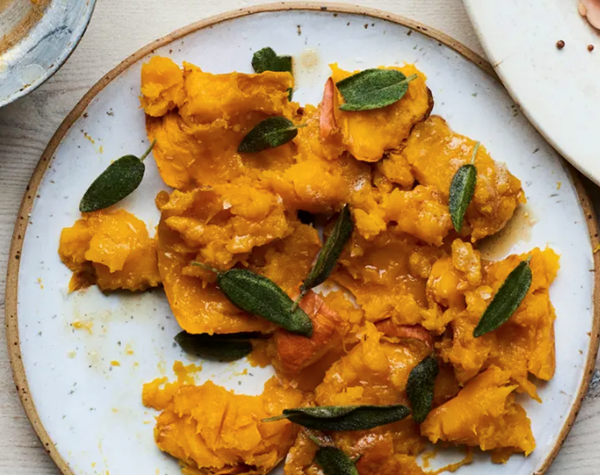 Whole baked winter squash with brown butter sage