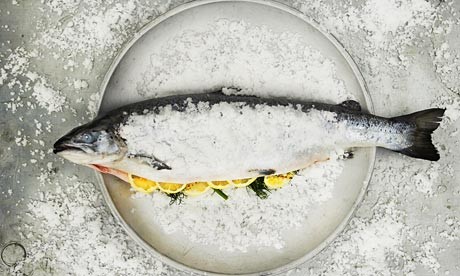 Whole fish baked in salt