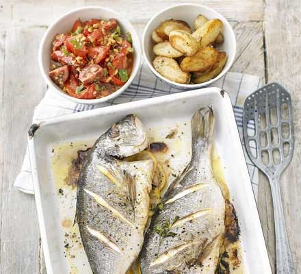 Whole fish with salsa romesco