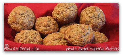 Whole grain banana muffins