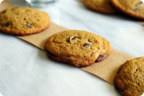 Whole-grain pumpkin chocolate chip cookies