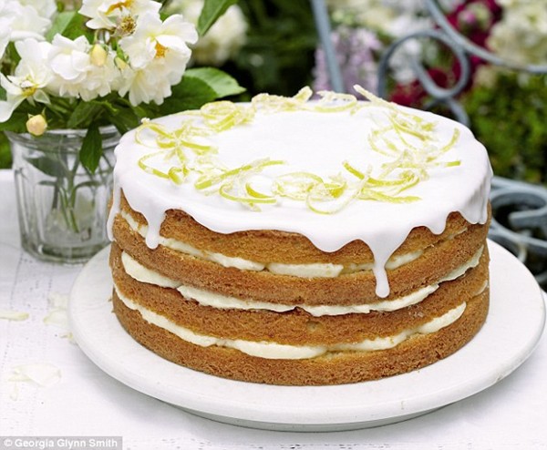 Whole lemon cake with lemon cheesecake icing