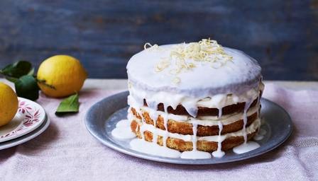 Whole lemon cake with lemon cheesecake icing