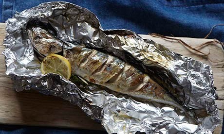 Whole mackerel with herbs, garlic and lemon