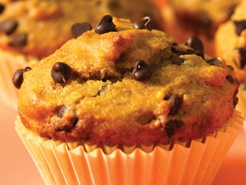 Whole-meal pumpkin chocolate chip muffins