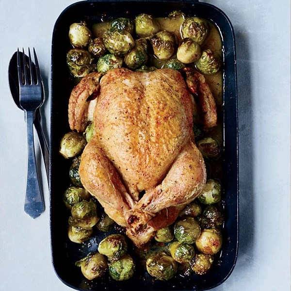 Whole roast chicken with 40 Brussels sprouts