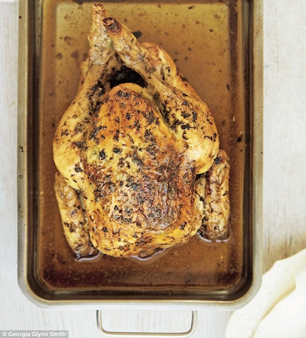 Whole roast chicken with lemon and herbs
