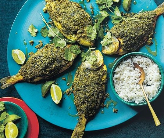 Whole roast coriander lemongrass bream