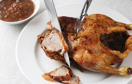 Whole roast duck with Szechuan sauce