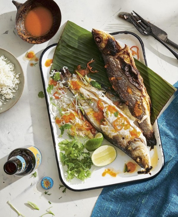 Whole roast fish with ata lilo