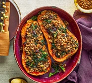 Whole roasted butternut squash with Christmas stuffing