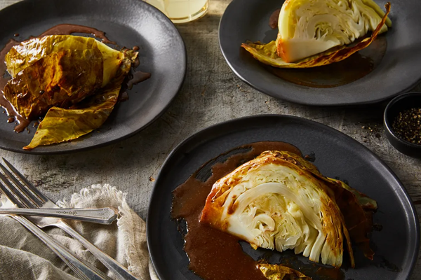 Whole roasted cabbage