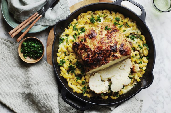Whole-roasted cacio e pepe cauliflower