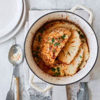 Whole roasted cauliflower cheese