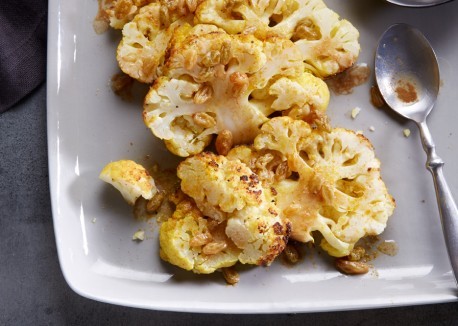 Whole roasted cauliflower with lemony brown butter