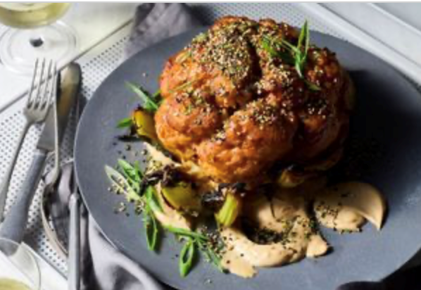 Whole roasted cauliflower with miso sauce