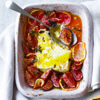 Whole roasted feta, figs and oregano