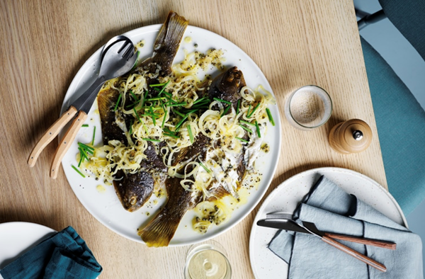 Whole roasted flounder with caper and fennel