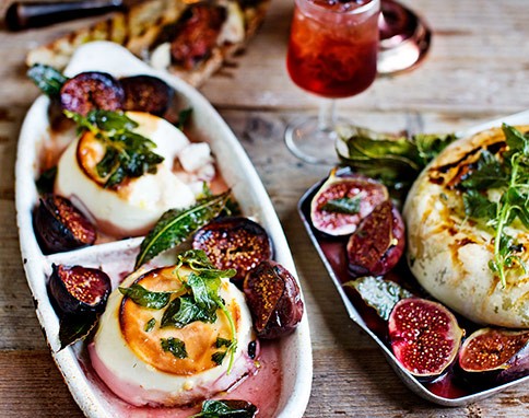 Whole roasted ricotta with honeyed figs