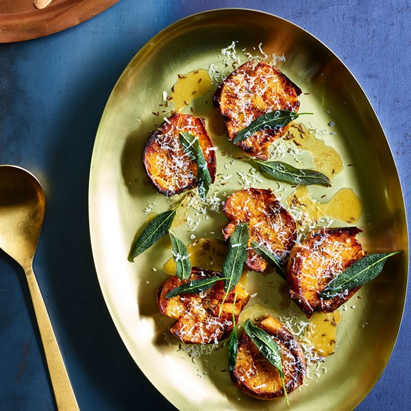 Whole roasted rutabagas with lemon-brown butter sauce