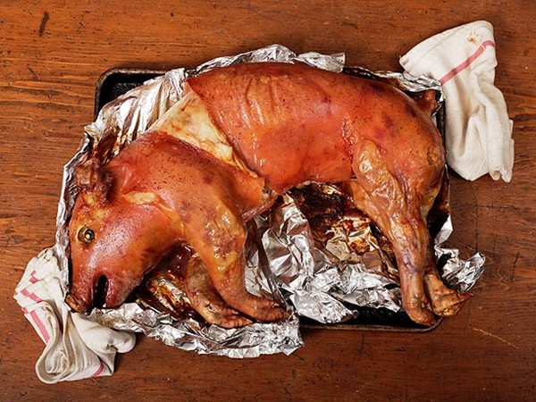 Whole roasted suckling pig