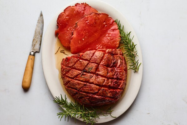 Whole smoked watermelon “ham”